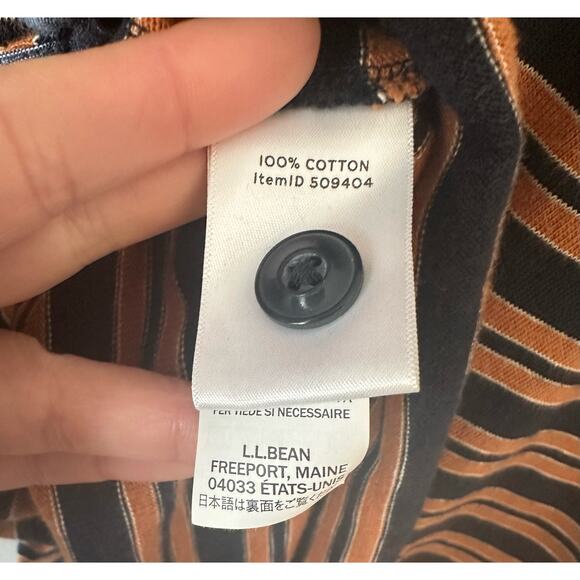 L.L. Bean Signature Henley Short Sleeve Striped - Picture 3 of 4